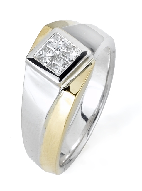 18KT. 2 TONE  GENT'S RING 0.62CT